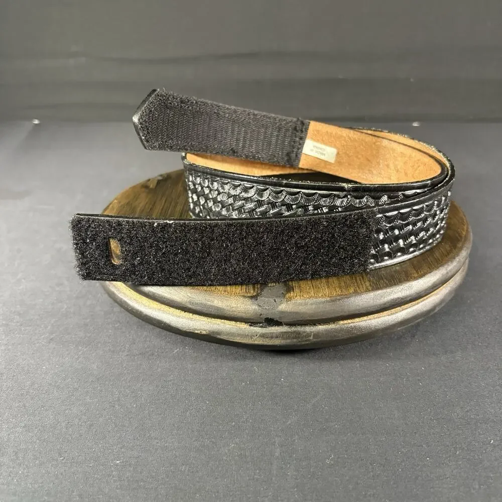 DutyMan Leather Duty Belt ( 1321 ) Size: 32, Black Basket Weave Buckle-less Belt